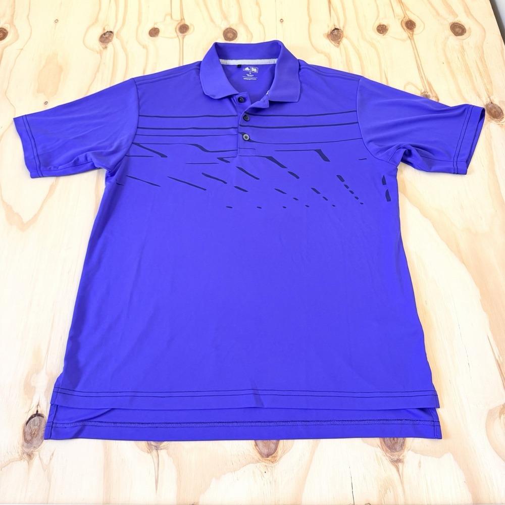 Adidas Golf Polo Shirt Men's Old Money Size Medium Short Sleeve Striped Blue